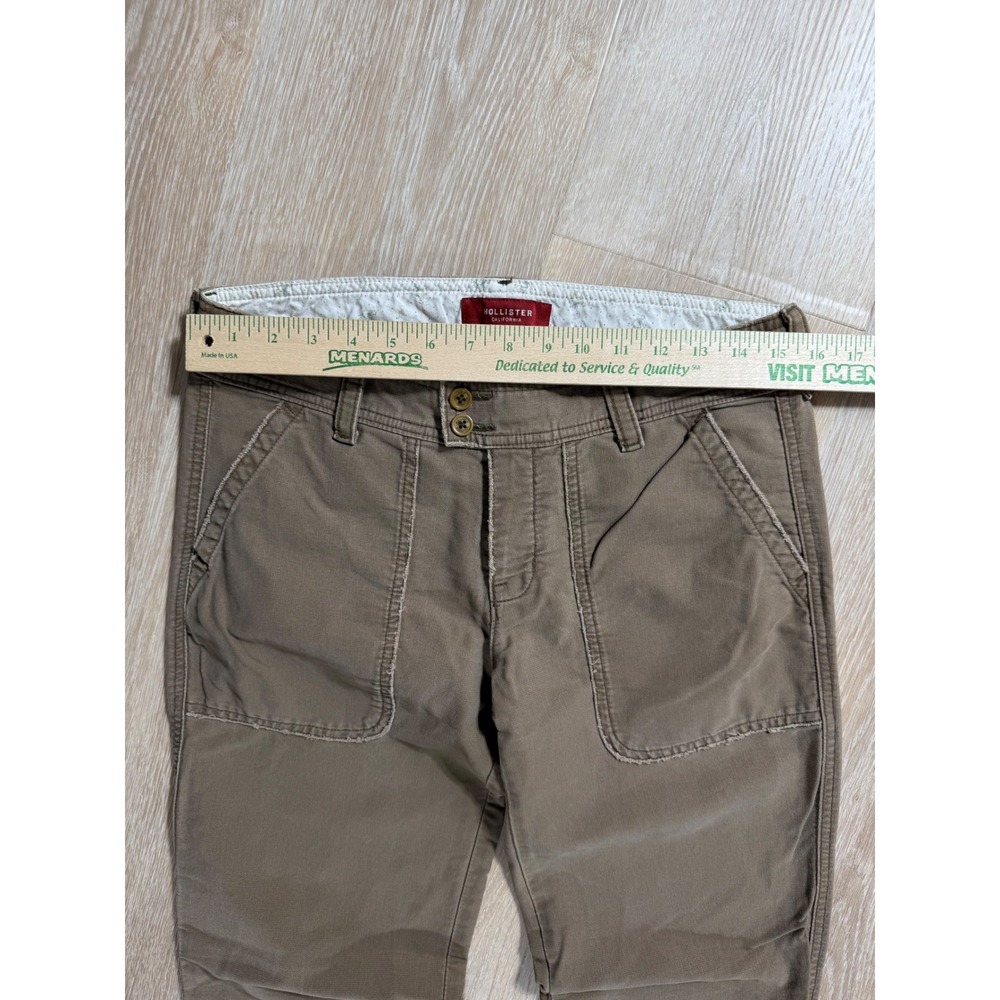 Hollister Vintage Distressed Patch Pocket Flare Pants Brown - Size 5 - Picture 3 of 6